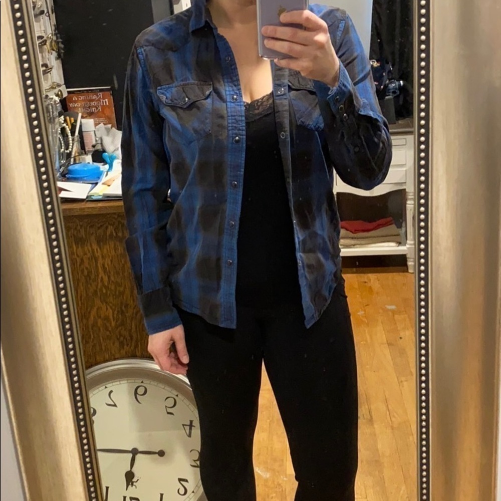 AEO Cotton Plaid Casual Button Down Shirt